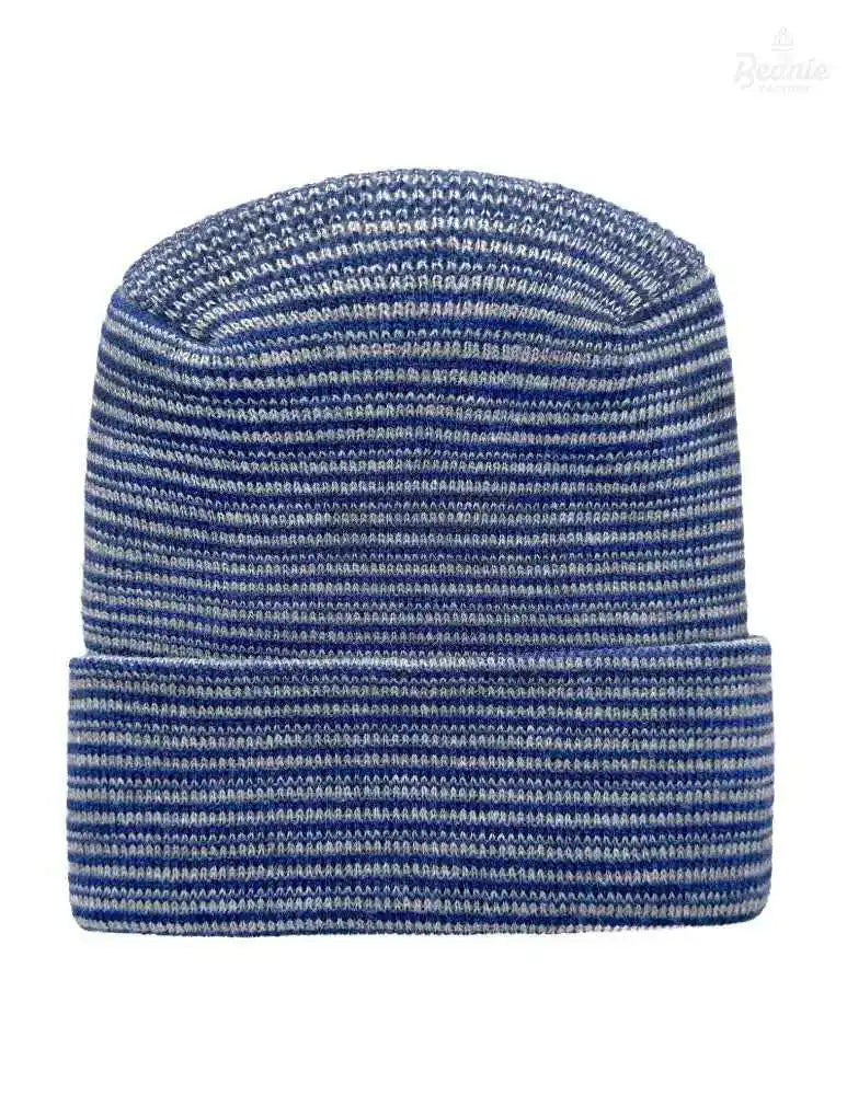 Cuffed Beanie - Circular knit  Winter Hat - H-Stitch - Contrast - Gray / Blue The Beanie Factory Custom, Personlize 