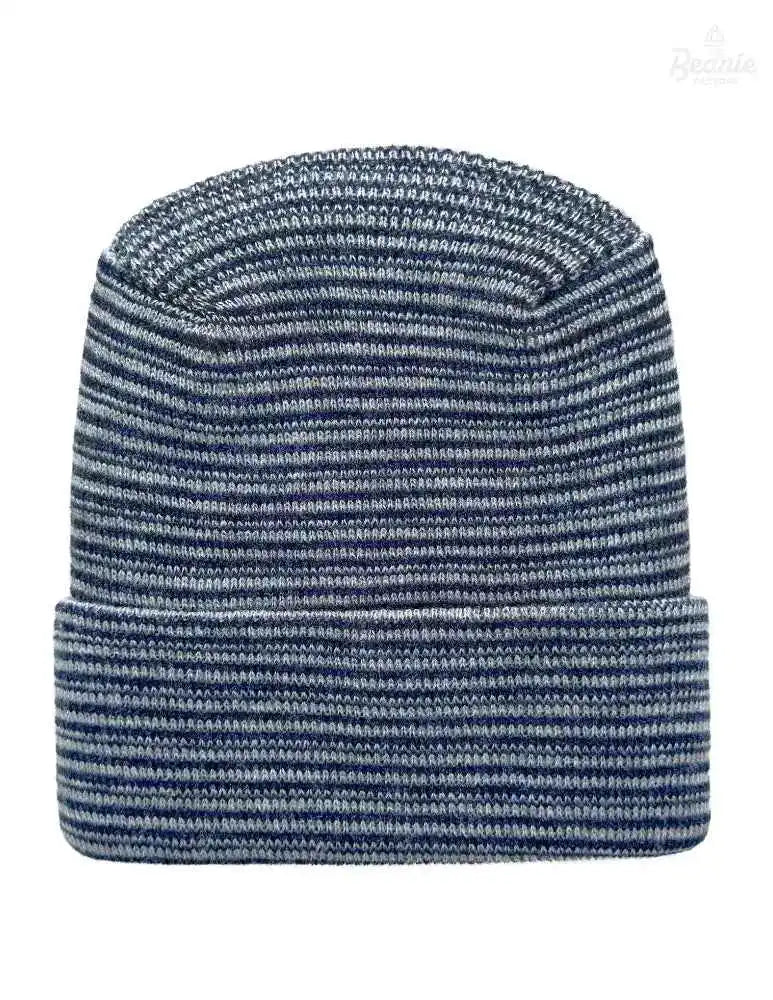 Cuffed Beanie - Circular knit  Winter Hat - H-Stitch - Contrast - Gray / Denim The Beanie Factory Custom, Personlize 