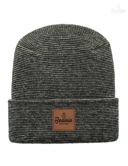 Cuffed Beanie - Circular knit  Winter Hat - H-Stitch - Fusion - Black / Green