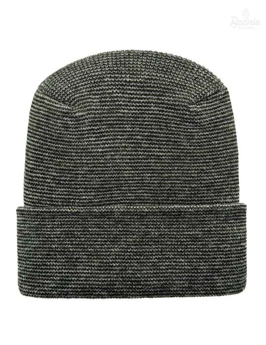 Cuffed Beanie - Circular knit  Winter Hat - H-Stitch - Fusion - Black / Green