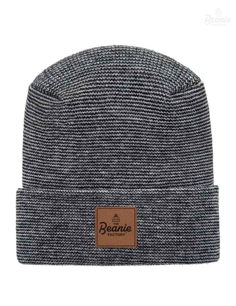 Cuffed Beanie - Circular knit  Winter Hat - H-Stitch - Fusion - Black / Gray
