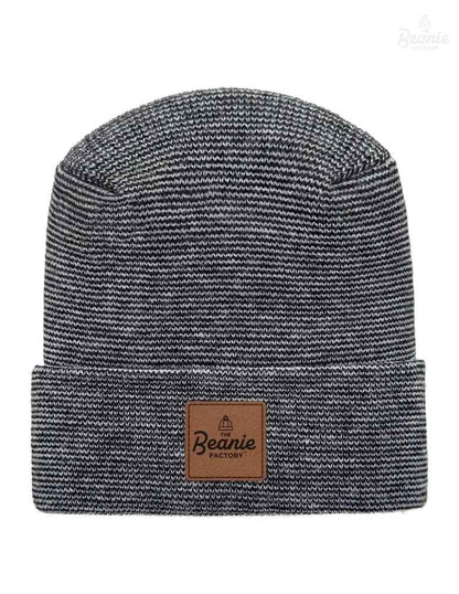 Cuffed Beanie - Circular knit  Winter Hat - H-Stitch - Fusion - Black / Gray