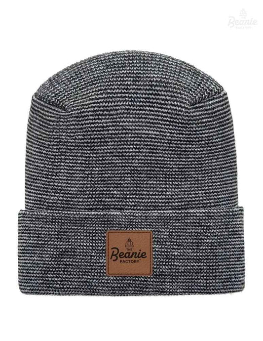 Cuffed Beanie - Circular knit  Winter Hat - H-Stitch - Fusion - Black / Gray