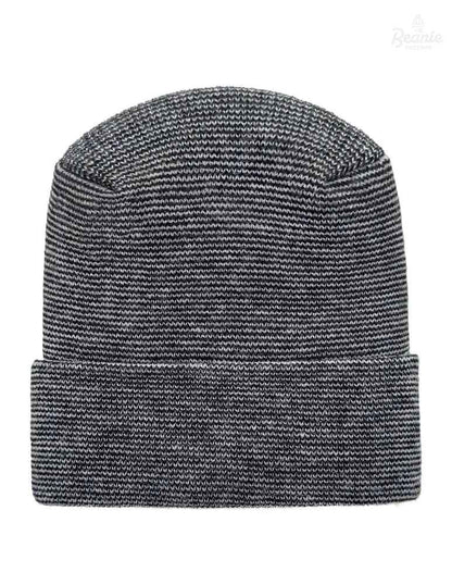 Cuffed Beanie - Circular knit  Winter Hat - H-Stitch - Fusion - Black / Gray