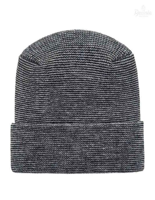 Cuffed Beanie - Circular knit  Winter Hat - H-Stitch - Fusion - Black / Gray