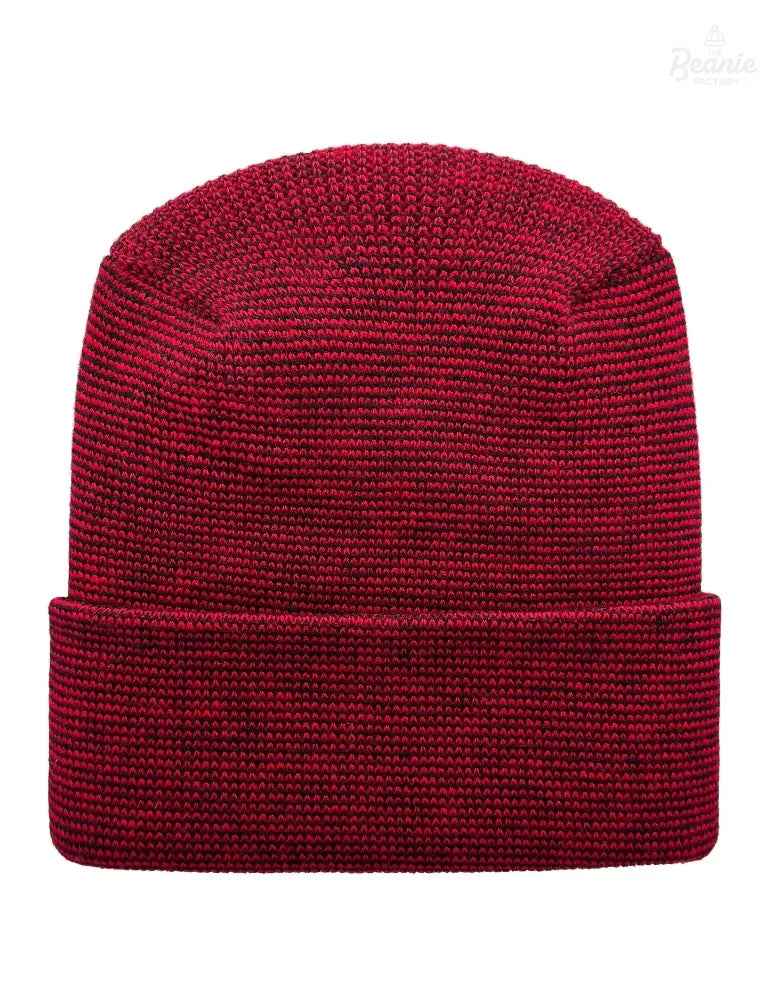 Cuffed Beanie - Circular knit  Winter Hat - H-Stitch - Fusion - Black / Red