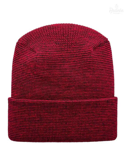 Cuffed Beanie - Circular knit  Winter Hat - H-Stitch - Fusion - Black / Red