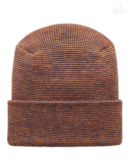 Cuffed Beanie - Circular knit  Winter Hat - H-Stitch - Fusion - Blue / Orange