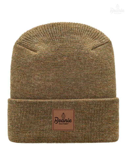Cuffed Beanie - Circular knit  Winter Hat - H-Stitch - Fusion - Brown / Green
