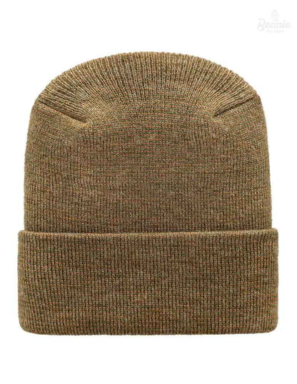 Cuffed Beanie - Circular knit  Winter Hat - H-Stitch - Fusion - Brown / Green