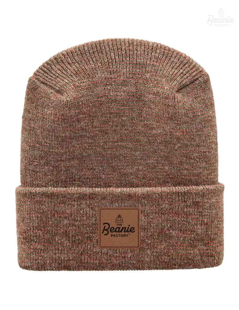 Cuffed Beanie - Circular knit  Winter Hat - H-Stitch - Fusion - Burgundy / Green