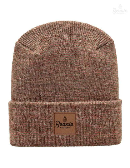 Cuffed Beanie - Circular knit  Winter Hat - H-Stitch - Fusion - Burgundy / Green