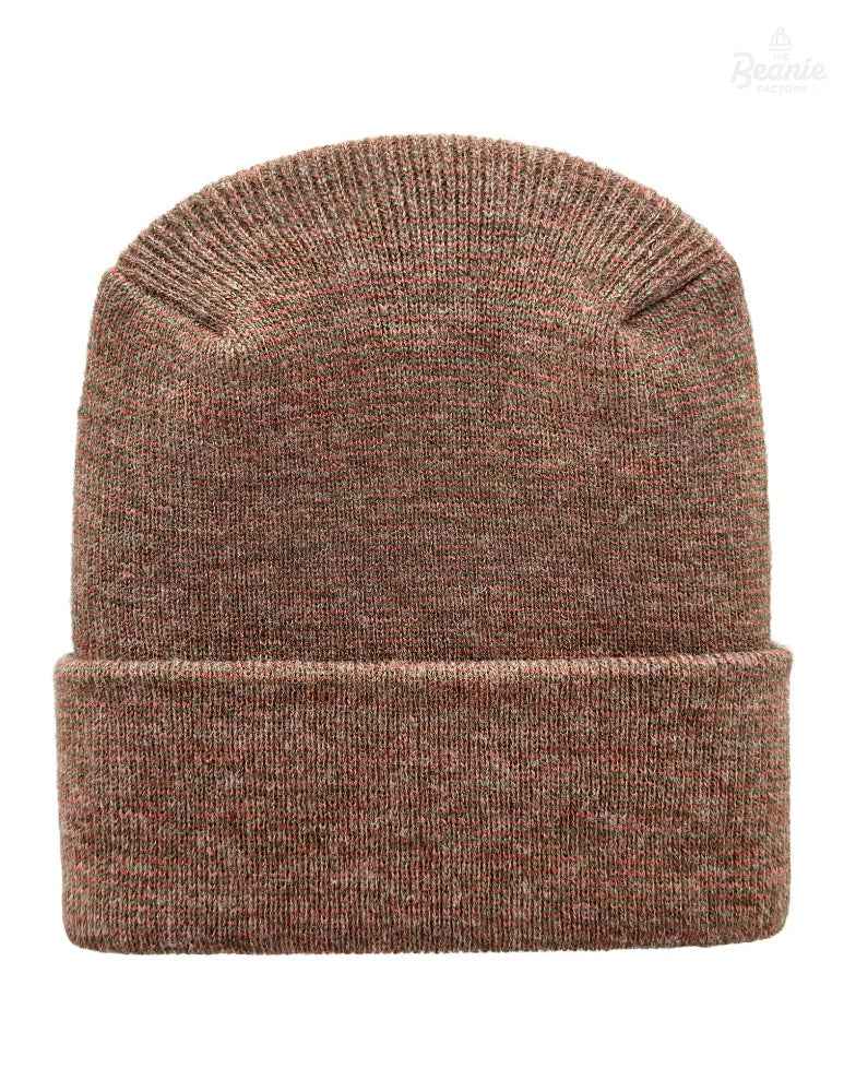Cuffed Beanie - Circular knit  Winter Hat - H-Stitch - Fusion - Burgundy / Green