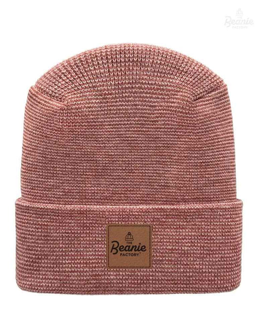 Cuffed Beanie - Circular knit  Winter Hat - H-Stitch - Fusion - Burgundy / Pink
