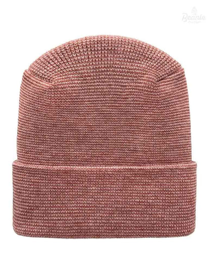 Cuffed Beanie - Circular knit  Winter Hat - H-Stitch - Fusion - Burgundy / Pink