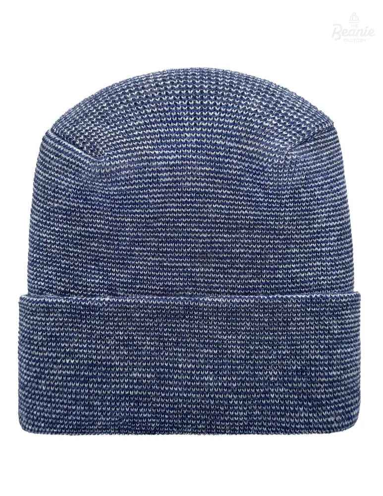 Cuffed Beanie - Circular knit  Winter Hat - H-Stitch - Fusion - Gray / Blue