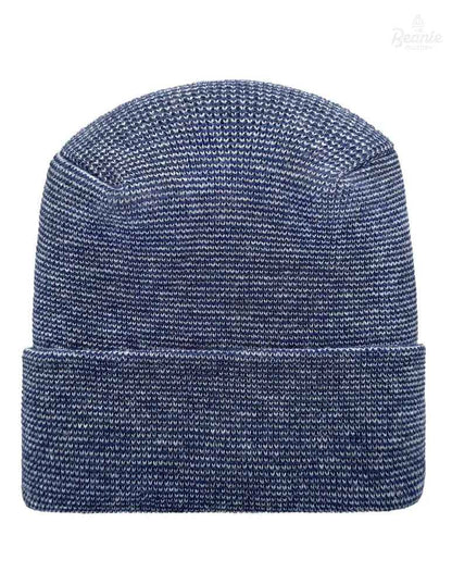 Cuffed Beanie - Circular knit  Winter Hat - H-Stitch - Fusion - Gray / Blue