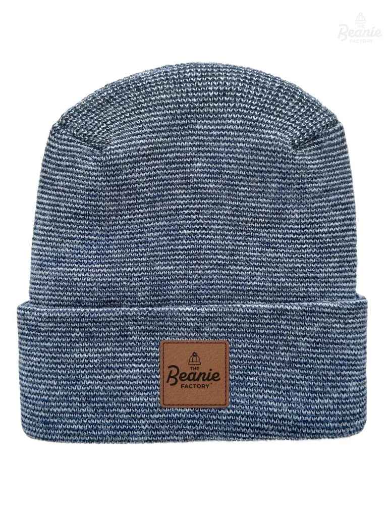 Cuffed Beanie - Circular knit  Winter Hat - H-Stitch - Fusion - Gray / Denim