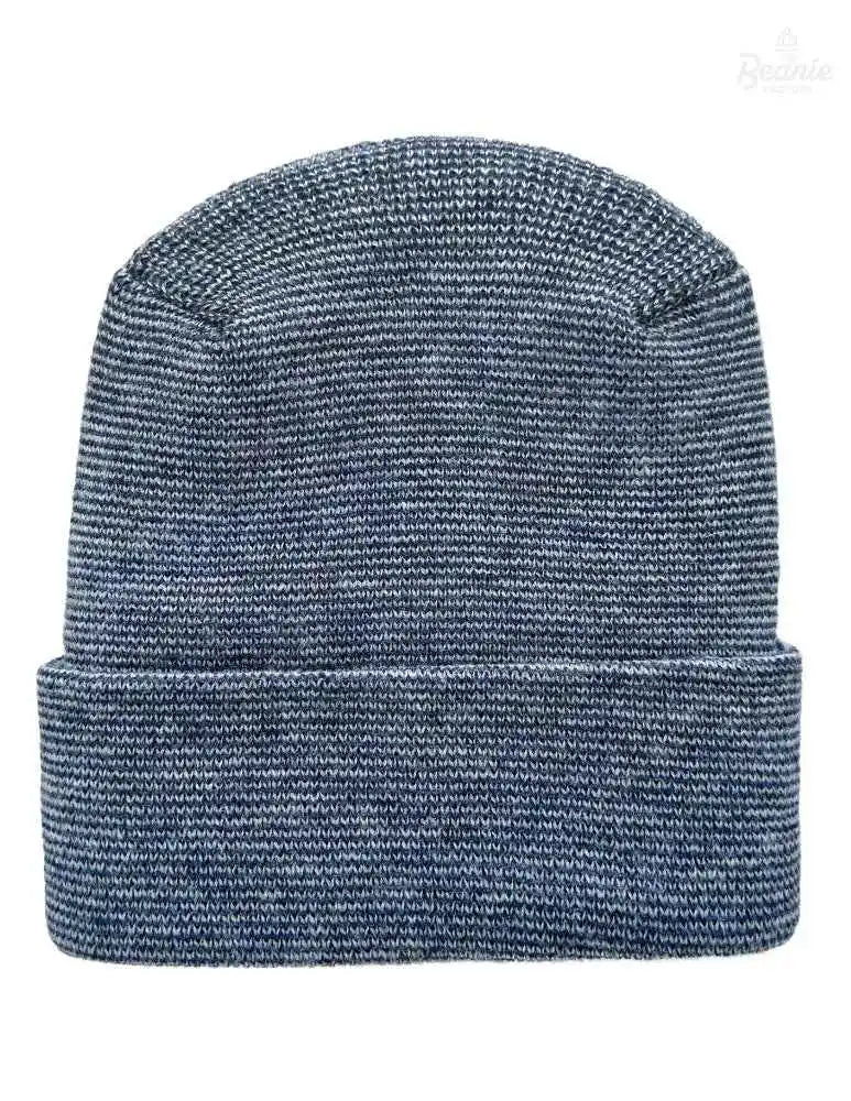 Cuffed Beanie - Circular knit  Winter Hat - H-Stitch - Fusion - Gray / Denim The Beanie Factory Custom, Personlize 