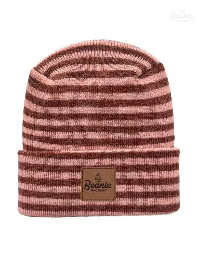 Cuffed Beanie - Circular knit  Winter Hat - H-Stitch - Roro - Burgundy / Pink The Beanie Factory Custom, Personlize 