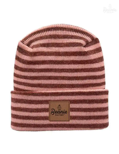 Cuffed Beanie - Circular knit  Winter Hat - H-Stitch - Roro - Burgundy / Pink The Beanie Factory Custom, Personlize 