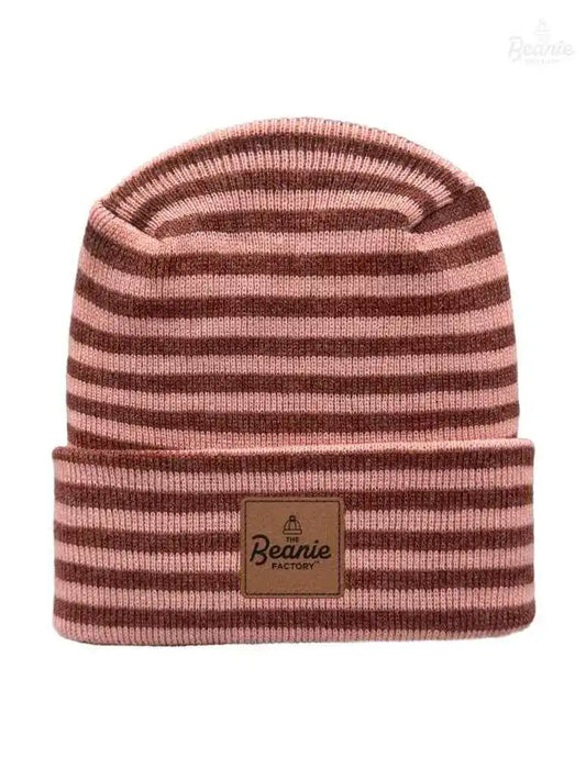Cuffed Beanie - Circular knit  Winter Hat - H-Stitch - Roro - Burgundy / Pink The Beanie Factory Custom, Personlize 