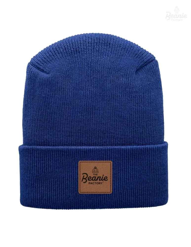 Cuffed Beanie - Circular knit  Winter Hat - H-Stitch - Solid - Blue