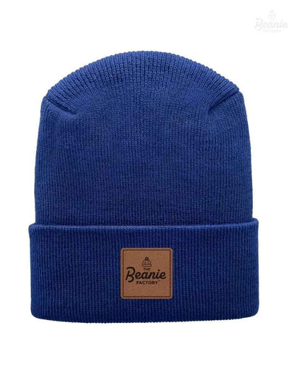 Cuffed Beanie - Circular knit  Winter Hat - H-Stitch - Solid - Blue