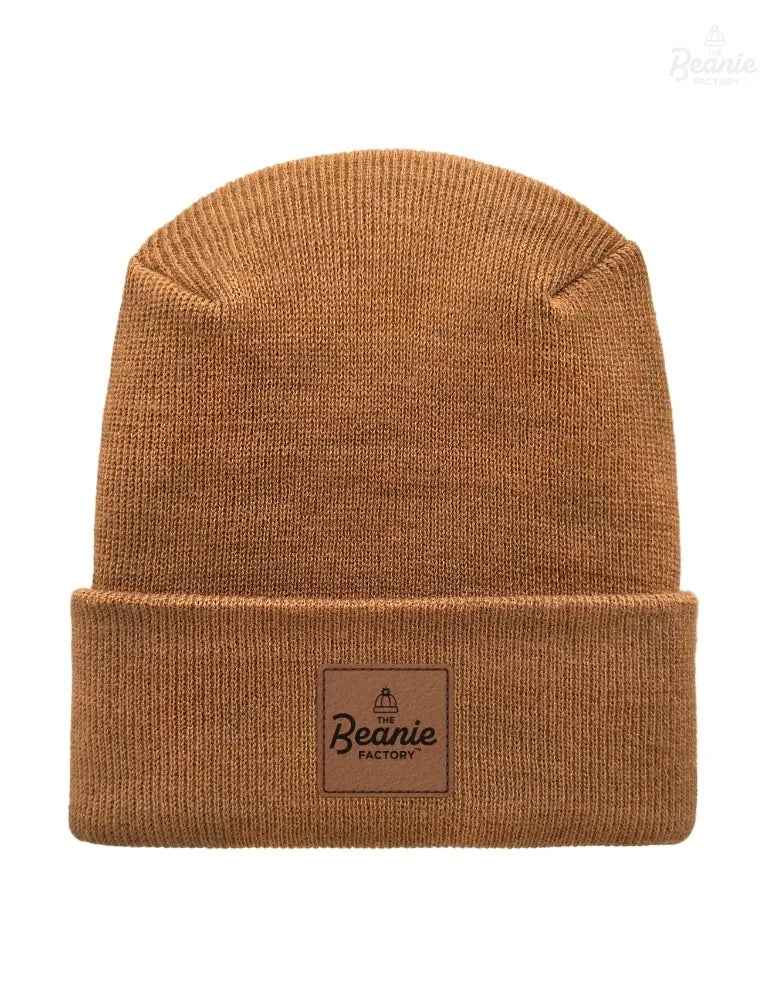 Cuffed Beanie - Circular knit  Winter Hat - H-Stitch - Solid - Brown
