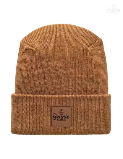 Cuffed Beanie - Circular knit  Winter Hat - H-Stitch - Solid - Brown