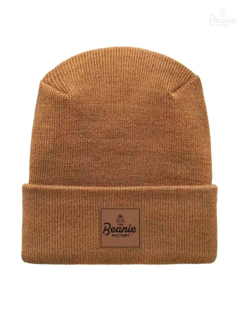 Cuffed Beanie - Circular knit  Winter Hat - H-Stitch - Solid - Brown The Beanie Factory Custom, Personlize 