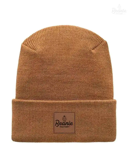 Cuffed Beanie - Circular knit  Winter Hat - H-Stitch - Solid - Brown The Beanie Factory Custom, Personlize 