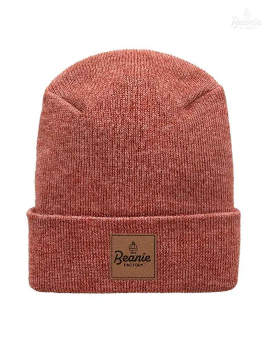 Cuffed Beanie - Circular knit  Winter Hat - H-Stitch - Solid - Burgundy