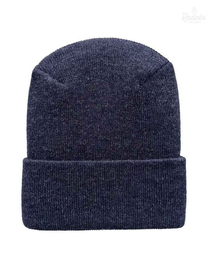 Cuffed Beanie - Circular knit  Winter Hat - H-Stitch - Solid - Denim