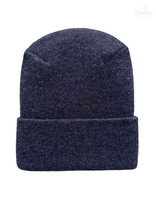 Cuffed Beanie - Circular knit  Winter Hat - H-Stitch - Solid - Denim