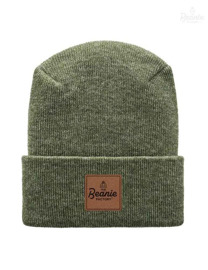 Cuffed Beanie - Circular knit  Winter Hat - H-Stitch - Solid - Green