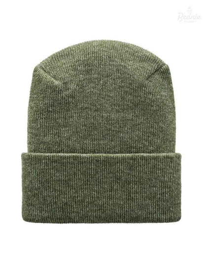 Cuffed Beanie - Circular knit  Winter Hat - H-Stitch - Solid - Green