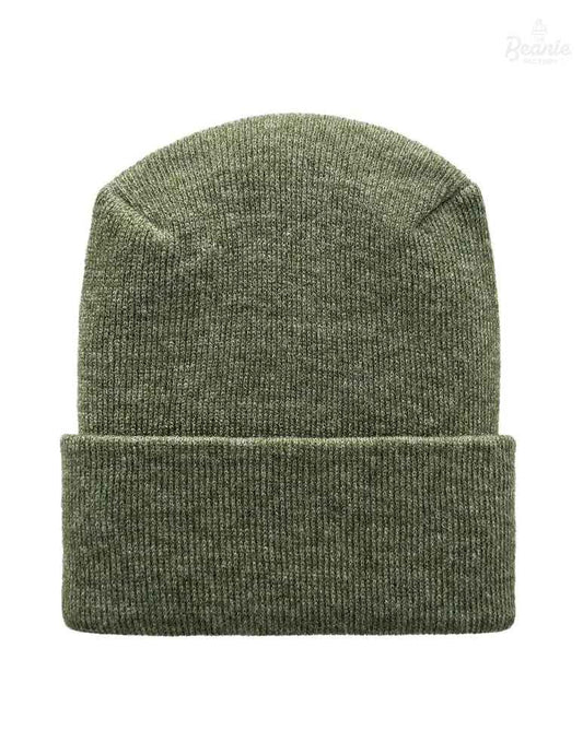 Cuffed Beanie - Circular knit  Winter Hat - H-Stitch - Solid - Green