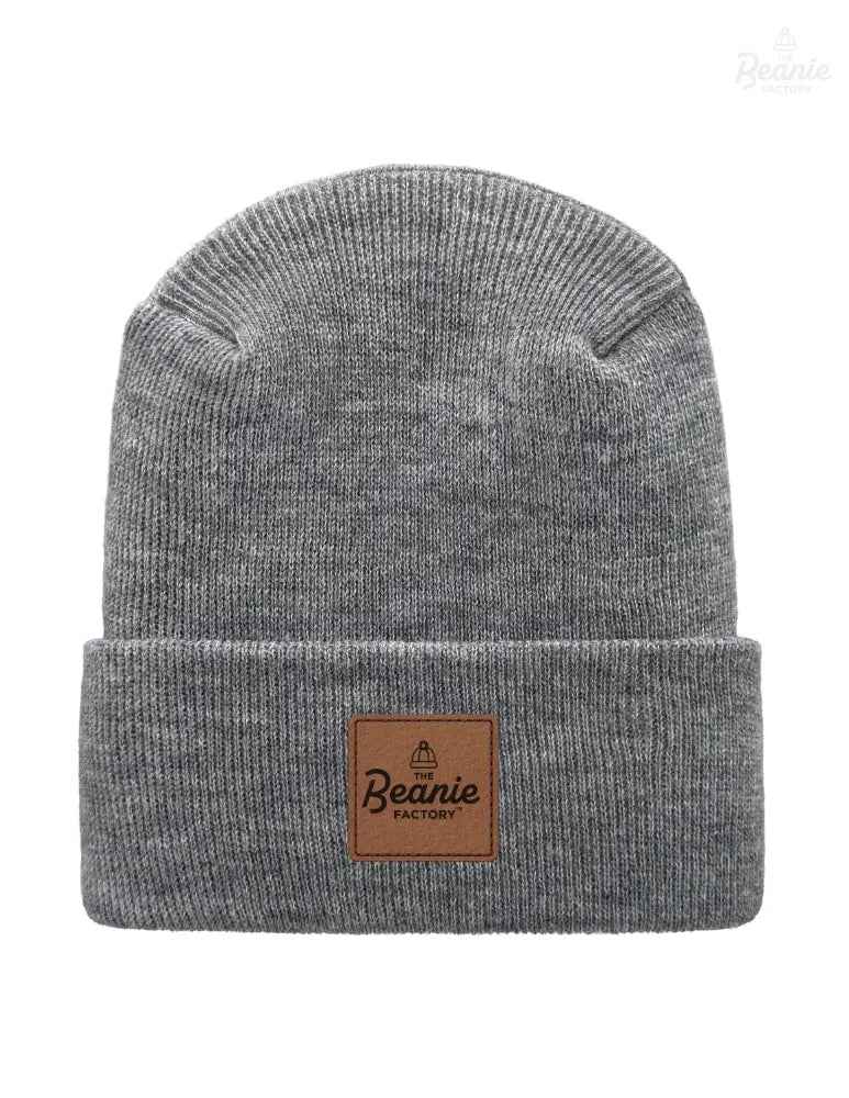 Cuffed Beanie - Circular knit  Winter Hat - H-Stitch - Solid - Gray