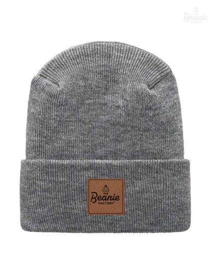 Cuffed Beanie - Circular knit  Winter Hat - H-Stitch - Solid - Gray
