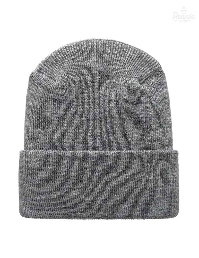 Cuffed Beanie - Circular knit  Winter Hat - H-Stitch - Solid - Gray