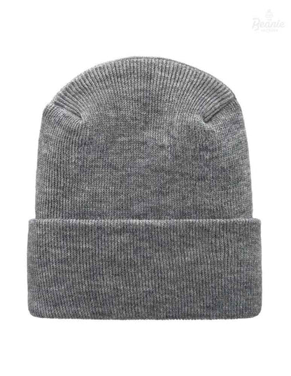 Cuffed Beanie - Circular knit  Winter Hat - H-Stitch - Solid - Gray