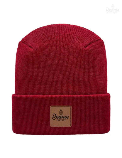 Cuffed Beanie - Circular knit  Winter Hat - H-Stitch - Solid - Maroon