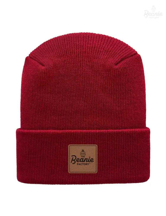 Cuffed Beanie - Circular knit  Winter Hat - H-Stitch - Solid - Maroon