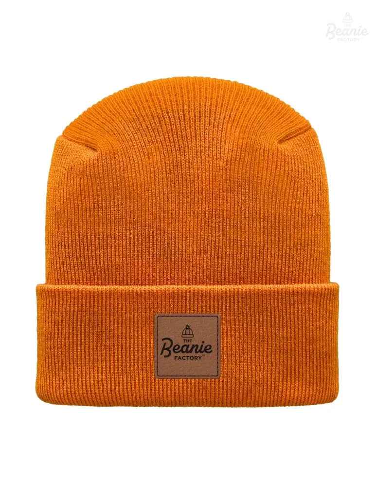 Cuffed Beanie - Circular knit  Winter Hat - H-Stitch - Solid - Orange