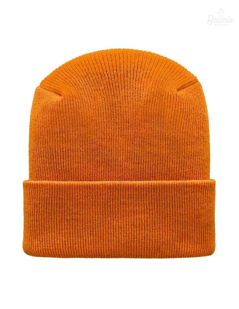 Cuffed Beanie - Circular knit  Winter Hat - H-Stitch - Solid - Orange