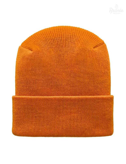 Cuffed Beanie - Circular knit  Winter Hat - H-Stitch - Solid - Orange
