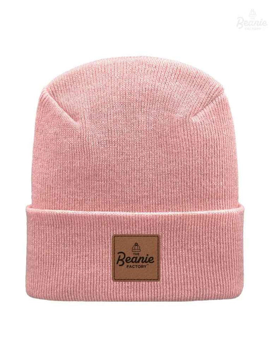 Cuffed Beanie - Circular knit  Winter Hat - H-Stitch - Solid - Pink