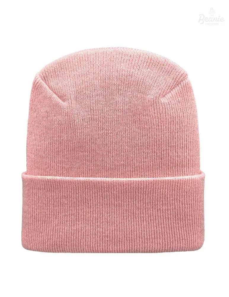 Cuffed Beanie - Circular knit  Winter Hat - H-Stitch - Solid - Pink