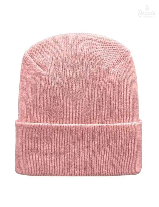 Cuffed Beanie - Circular knit  Winter Hat - H-Stitch - Solid - Pink